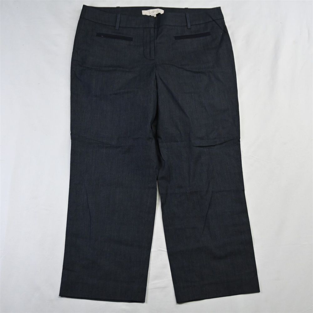 LOFT 6 Blue Marisa Straight Cropped Womens Stretch Dress Pants‎